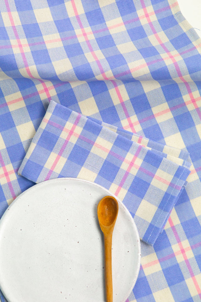 Abigail Plaid Runner in Periwinkle Blue and Pink