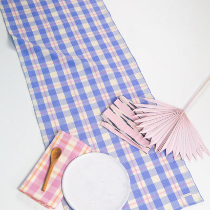 Abigail Plaid Runner in Periwinkle Blue and Pink