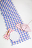 Abigail Plaid Runner in Periwinkle Blue and Pink