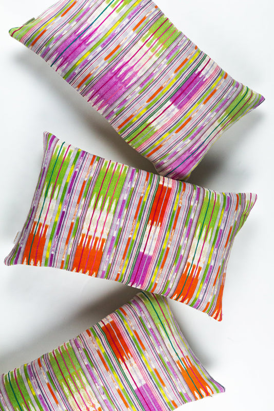 Vintage 70s Ikat Multi Pillow - 12" x 20"
