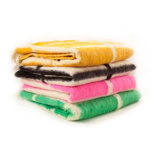 Made to order -  Momos Grid Blanket- Natural White and Green