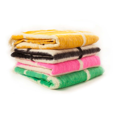Made to order: Momos Grid Blanket- Aqua Blue and Natural White