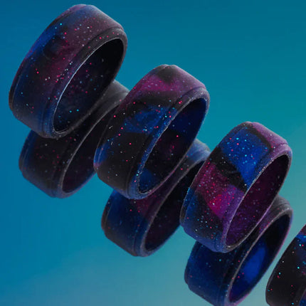 Women's Aqua Galaxy Glow Silicone Ring