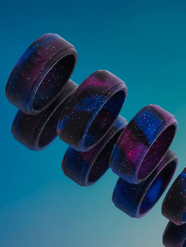Women's Aqua Galaxy Glow Silicone Ring