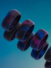 Women's Aqua Galaxy Glow Silicone Ring