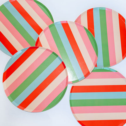 Vibrant Striped Tableware Party Pack for 12