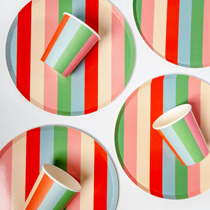 Pastel Striped Paper Cups — 12-Pack
