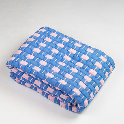 Quilted Sujani Throw Blanket - Soft Pink and Blue