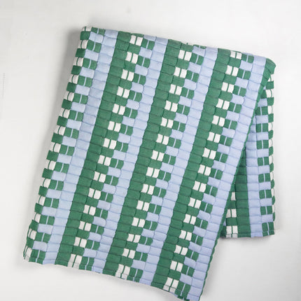 Quilted Sujani Throw Blanket - Soft Blue, White and Green