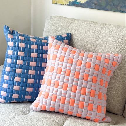 Backordered: Sujani Quilted Pillow — Pastel Lilac and Neon Orange