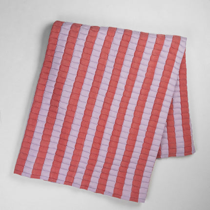 Quilted Sujani Throw Blanket - Soft Lilac and Red