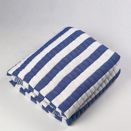 Quilted Sujani Throw Blanket - Blue and White Striped