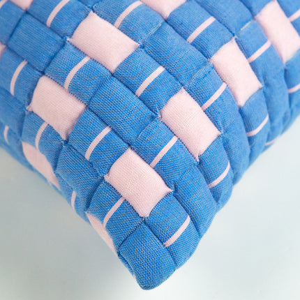 Sujani Quilted Pillow — Soft Pink and Blue