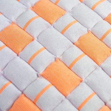 Backordered: Sujani Quilted Pillow — Pastel Lilac and Neon Orange