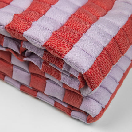 Quilted Sujani Throw Blanket - Soft Lilac and Red