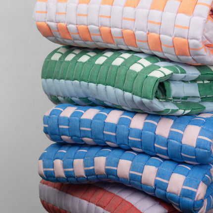 Quilted Sujani Throw Blanket - Soft Lilac and Red