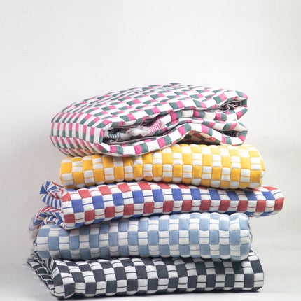 Quilted Sujani Throw Blanket - Red & Blue