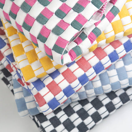 Quilted Sujani Throw Blanket - Pink, Green and White