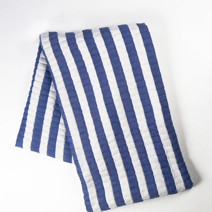 Quilted Sujani Throw Blanket - Blue and White Striped