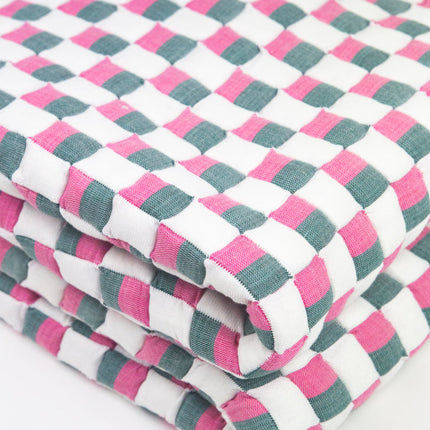 Quilted Sujani Throw Blanket - Pink, Green and White