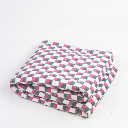 Quilted Sujani Throw Blanket - Pink, Green and White