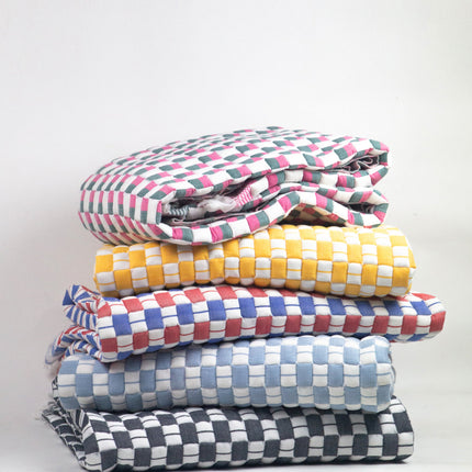 Quilted Sujani Throw Blanket - Soft Black & White