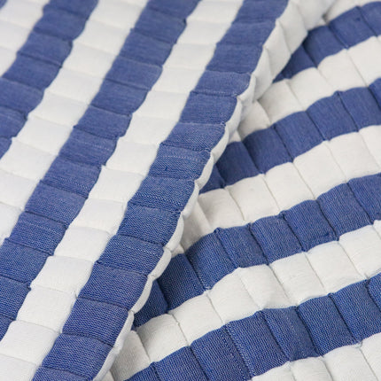 Quilted Sujani Throw Blanket - Blue and White Striped