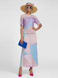 Two-Piece Suit with Color Contrast Top and Pleated Skirt For Women, Midtown, BYMANYC New York.