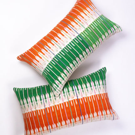 Vintage Ikat Orange & Green Pillow