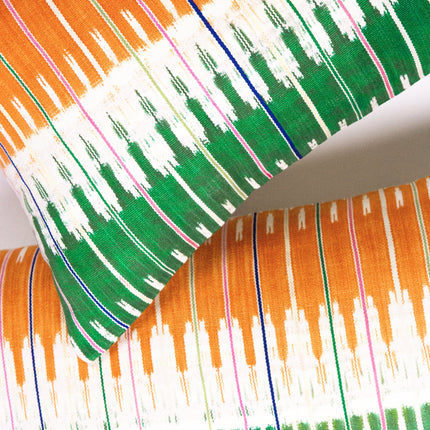 Vintage Ikat Orange & Green Pillow
