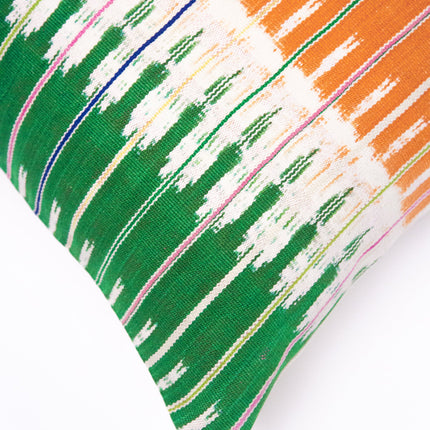 Vintage Ikat Orange & Green Pillow