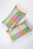 Vintage Ikat Stripe Pillow – Mint Green, Orange & Magenta