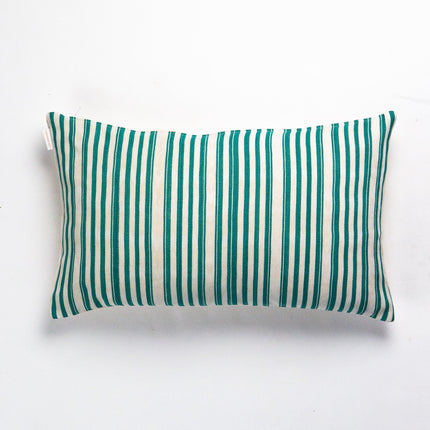 Vintage Jade Green Striped Pillow