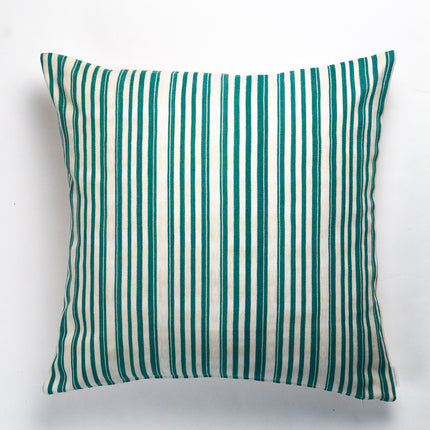 Vintage Jade Green Striped Pillow