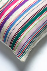 Vintage Luna Striped Ikat Pillow 12x20 – Handwoven Guatemalan Textile