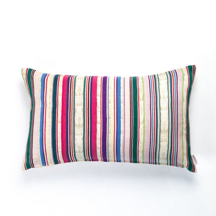 Vintage Luna Striped Ikat Pillow 12x20 – Handwoven Guatemalan Textile