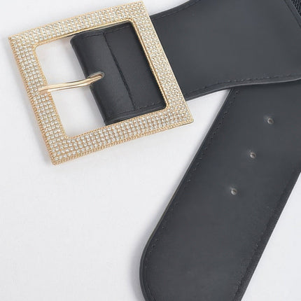 Nolita Rhinestone Buckle Stretch Belt