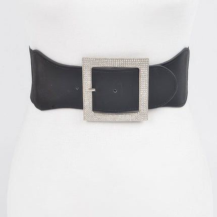 Nolita Rhinestone Buckle Stretch Belt