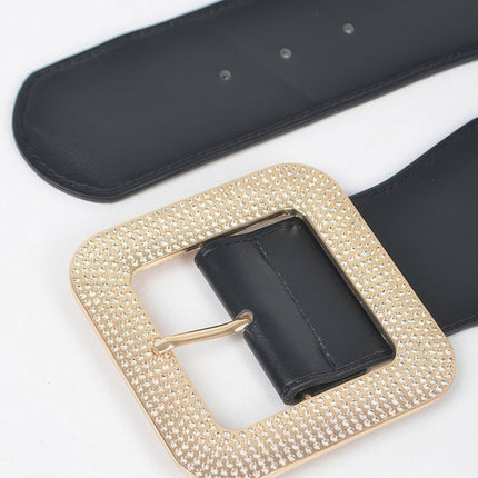 Chinatown Rhinestone Buckle Stretch Belt