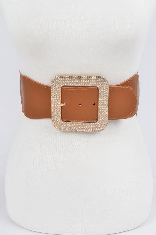 Chinatown Rhinestone Buckle Stretch Belt
