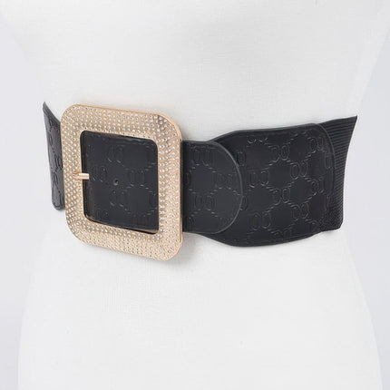 Flatiron Embossed Rhinestone Stretch Belt