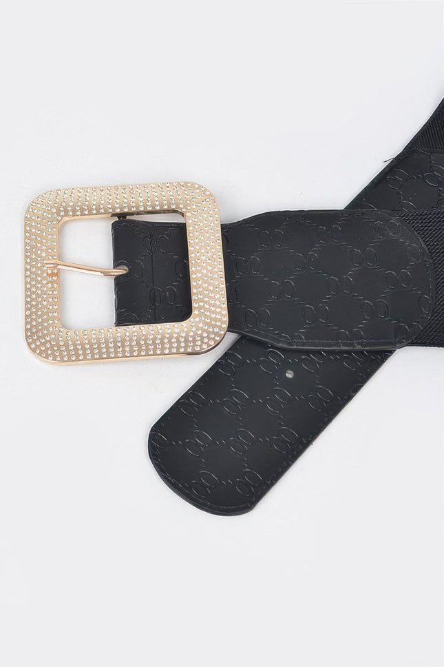 Flatiron Embossed Rhinestone Stretch Belt