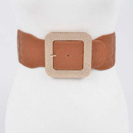 Flatiron Embossed Rhinestone Stretch Belt