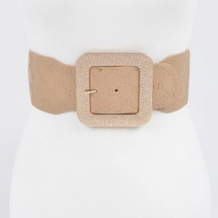 Flatiron Embossed Rhinestone Stretch Belt