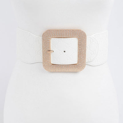 Flatiron Embossed Rhinestone Stretch Belt