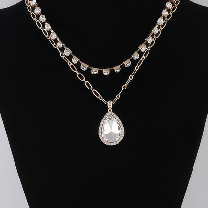 Jeweled Teardrop Pendant Necklace
