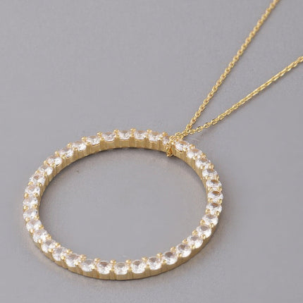 Jewel-Lined Circle Pendant Necklace