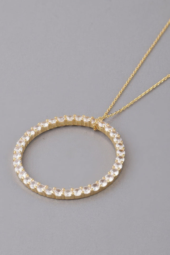 Jewel-Lined Circle Pendant Necklace