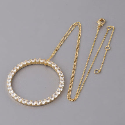 Jewel-Lined Circle Pendant Necklace