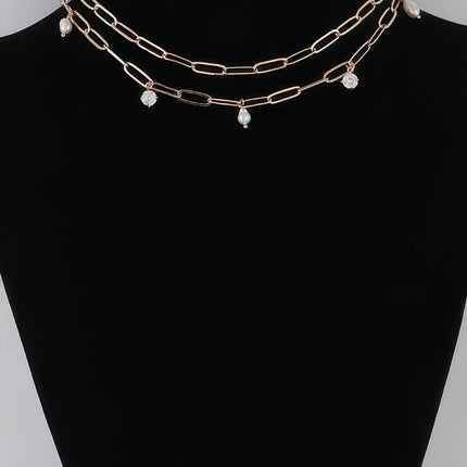 Rhinestone & Bead Chain Necklace